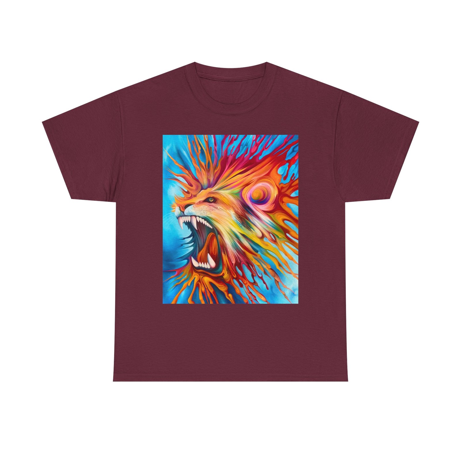 T-Shirt - Vibrant Lion Art Tee, Unisex Heavy Cotton T-shirt, Bold Graphic Shirt, Animal Lover Gift, Casual Wear, Statement Piece - Image 17