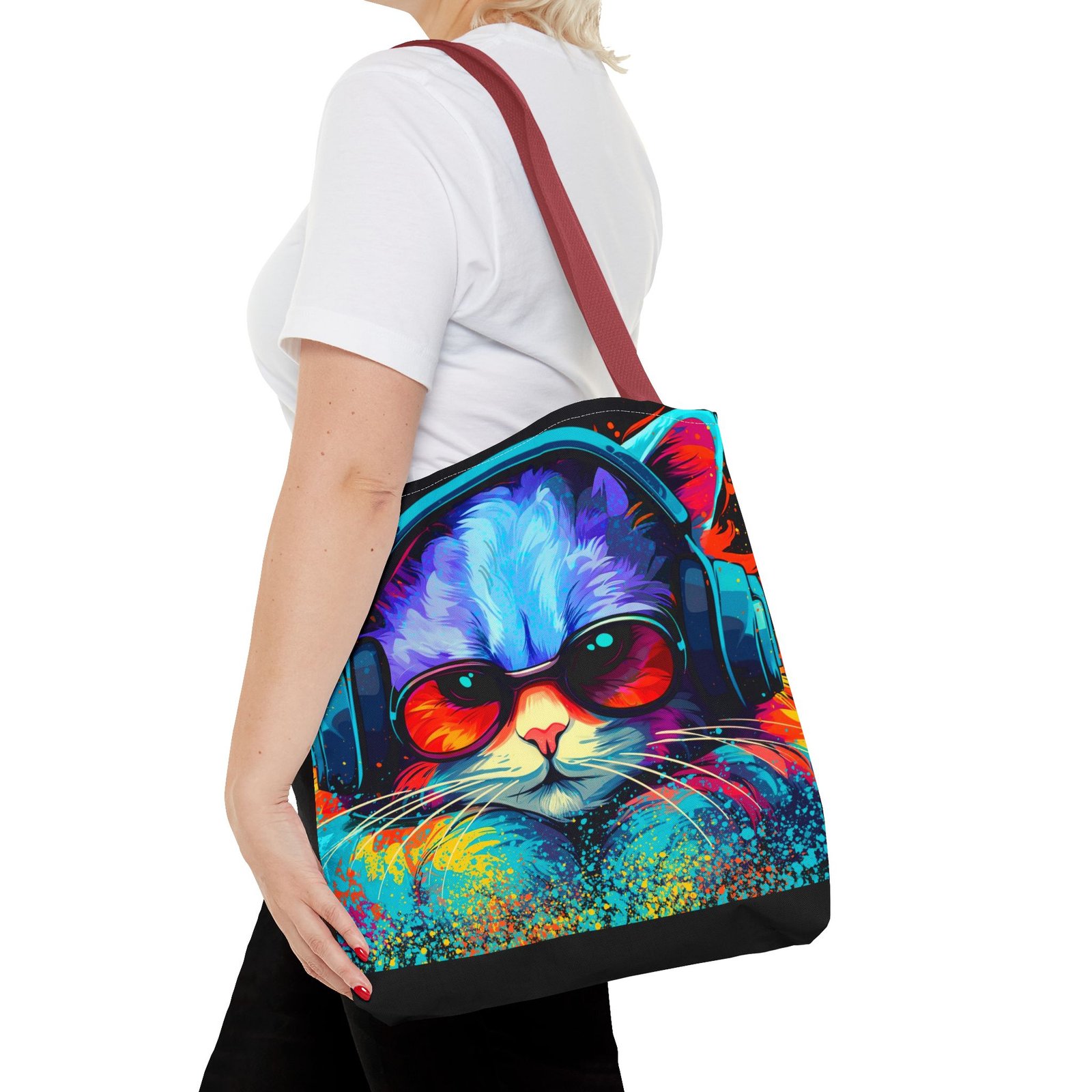 Tote Bag - Vibrant Cat Tote Bag - Colorful, Trendy, Cat Lover Gift, Summer Beach Bag, Fun Shopping Tote - Image 20