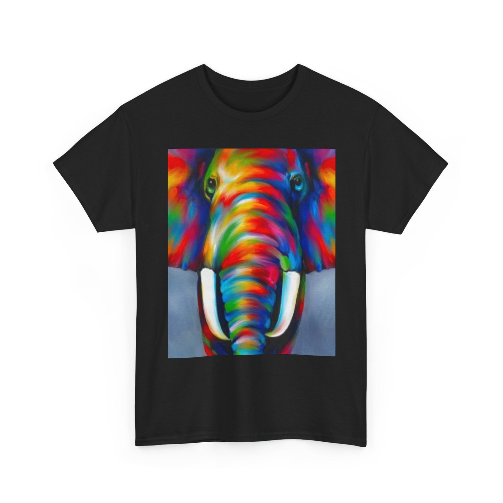 T-Shirt - Colorful Elephant Art Tee, Unisex Heavy Cotton T-Shirt, Animal Lover Gift, Vibrant Artwork Tee, Nature Lover Apparel, Eclectic Fashion - Image 15