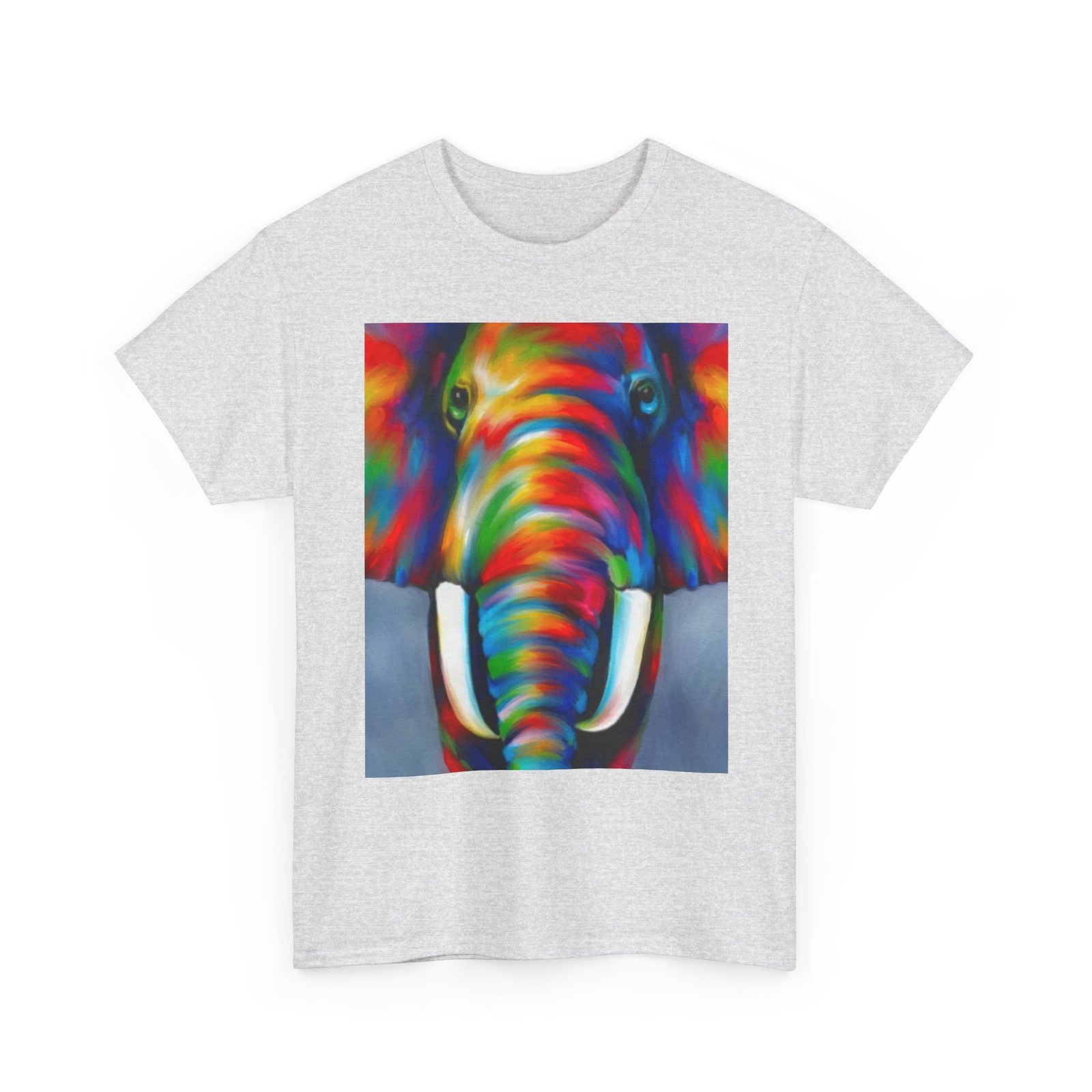 T-Shirt - Colorful Elephant Art Tee, Unisex Heavy Cotton T-Shirt, Animal Lover Gift, Vibrant Artwork Tee, Nature Lover Apparel, Eclectic Fashion - Image 7