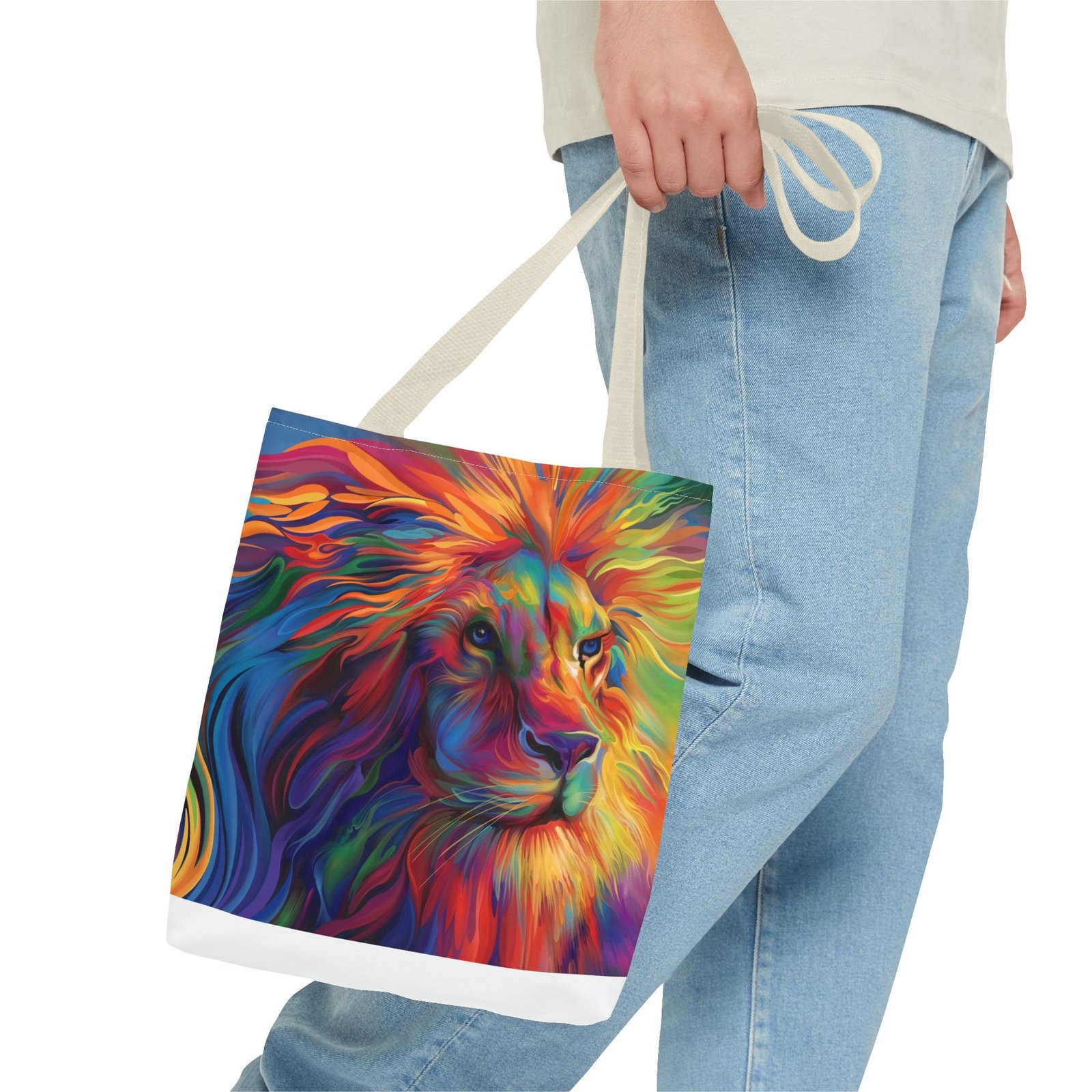 Tote Bag - Vibrant Lion Tote Bag, Colorful Reusable Bag, Beach Tote, Gift for Animal Lovers, Eco-Friendly Shopping Bag, Festival Bag - Image 39