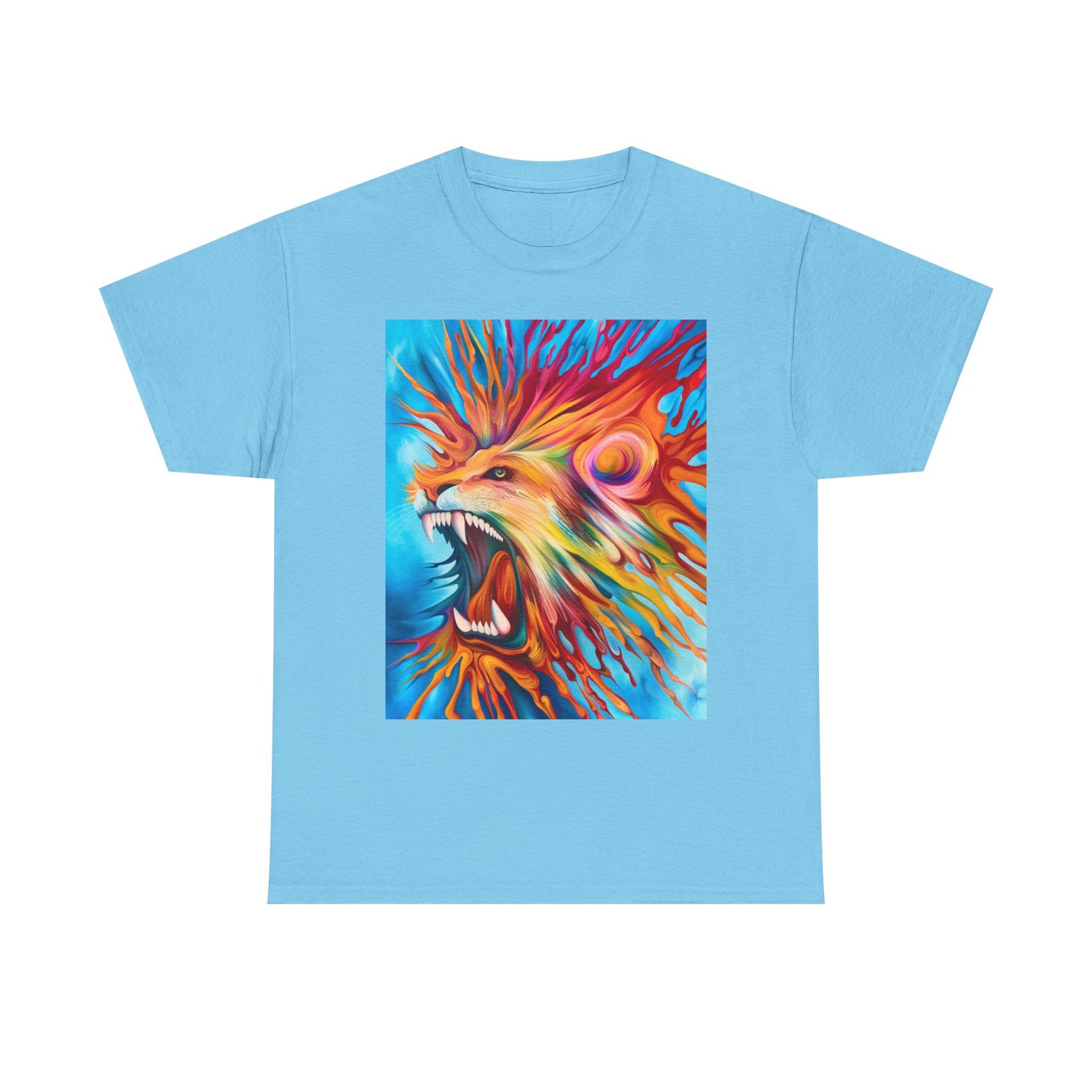 T-Shirt - Vibrant Lion Art Tee, Unisex Heavy Cotton T-shirt, Bold Graphic Shirt, Animal Lover Gift, Casual Wear, Statement Piece - Image 25