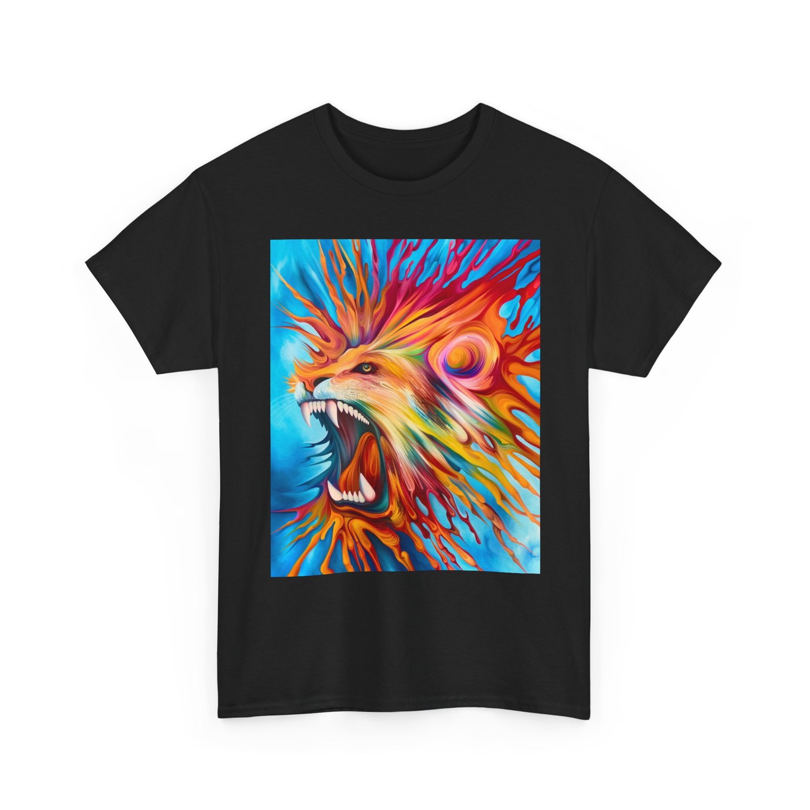 T-Shirt - Vibrant Lion Art Tee, Unisex Heavy Cotton T-shirt, Bold Graphic Shirt, Animal Lover Gift, Casual Wear, Statement Piece - Image 7
