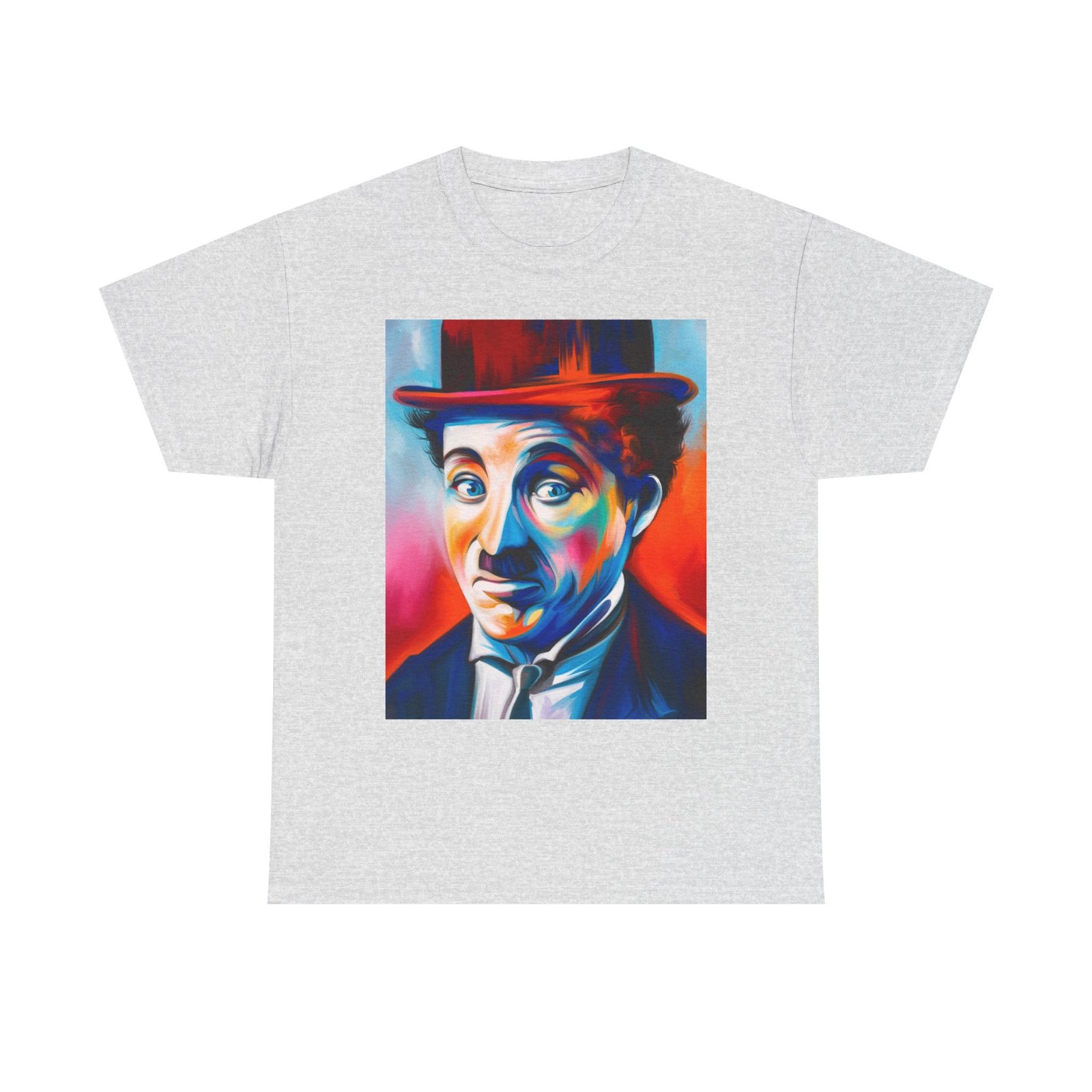 T-Shirt - Colorful Vintage Charlie Chaplin Comedy Tee, Unisex Heavy Cotton T-Shirt, Retro Art Shirt, Gift for Movie Lovers, Fun Graphic Tee, Perfect for Parties - Image 5