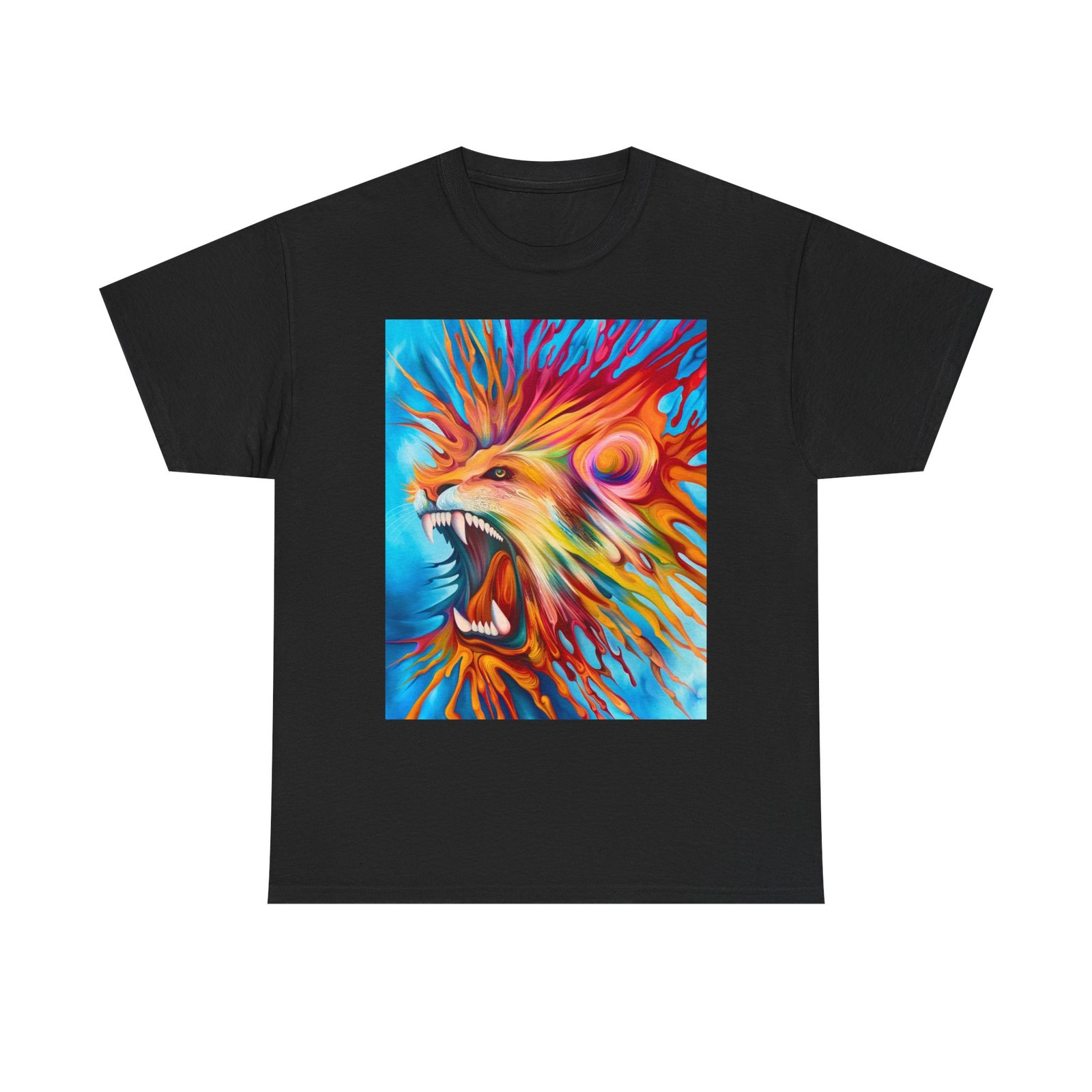 T-Shirt - Vibrant Lion Art Tee, Unisex Heavy Cotton T-shirt, Bold Graphic Shirt, Animal Lover Gift, Casual Wear, Statement Piece - Image 5