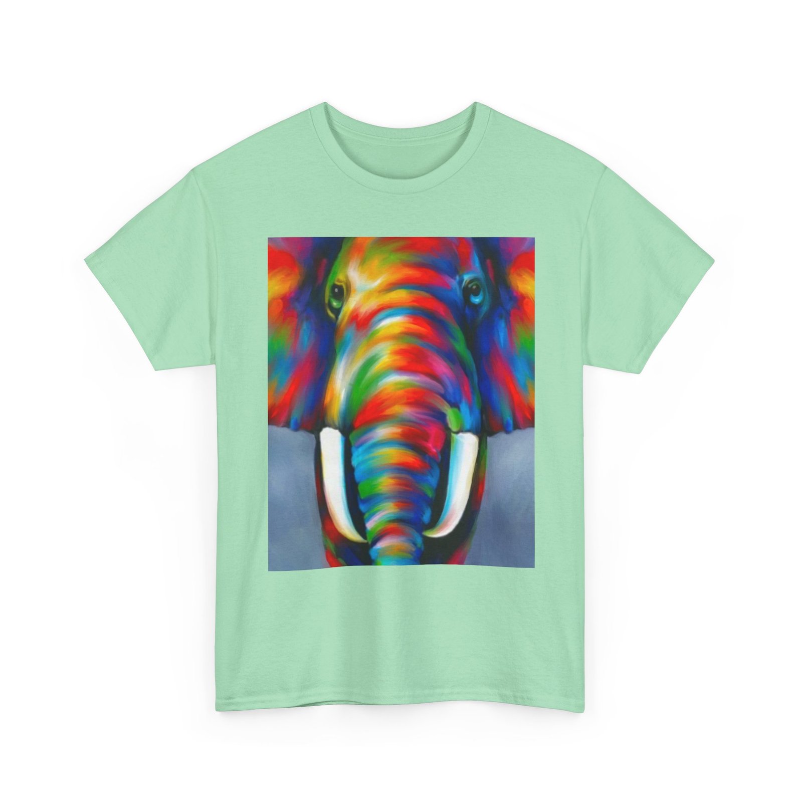T-Shirt - Colorful Elephant Art Tee, Unisex Heavy Cotton T-Shirt, Animal Lover Gift, Vibrant Artwork Tee, Nature Lover Apparel, Eclectic Fashion - Image 31