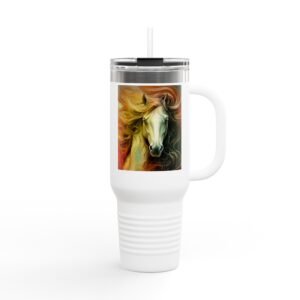 Travel Mug - Colorful Horse Insulated Travel Mug, 40oz - Perfect for Outdoor Adventures, Horse Lovers, Office, Gifts, and More