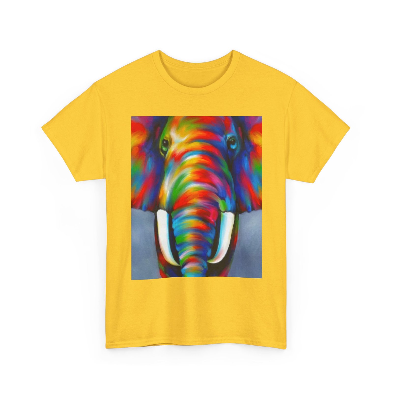 T-Shirt - Colorful Elephant Art Tee, Unisex Heavy Cotton T-Shirt, Animal Lover Gift, Vibrant Artwork Tee, Nature Lover Apparel, Eclectic Fashion - Image 27