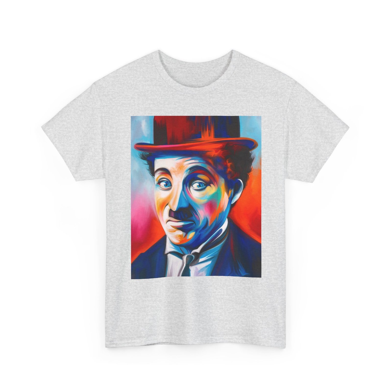 T-Shirt - Colorful Vintage Charlie Chaplin Comedy Tee, Unisex Heavy Cotton T-Shirt, Retro Art Shirt, Gift for Movie Lovers, Fun Graphic Tee, Perfect for Parties - Image 7
