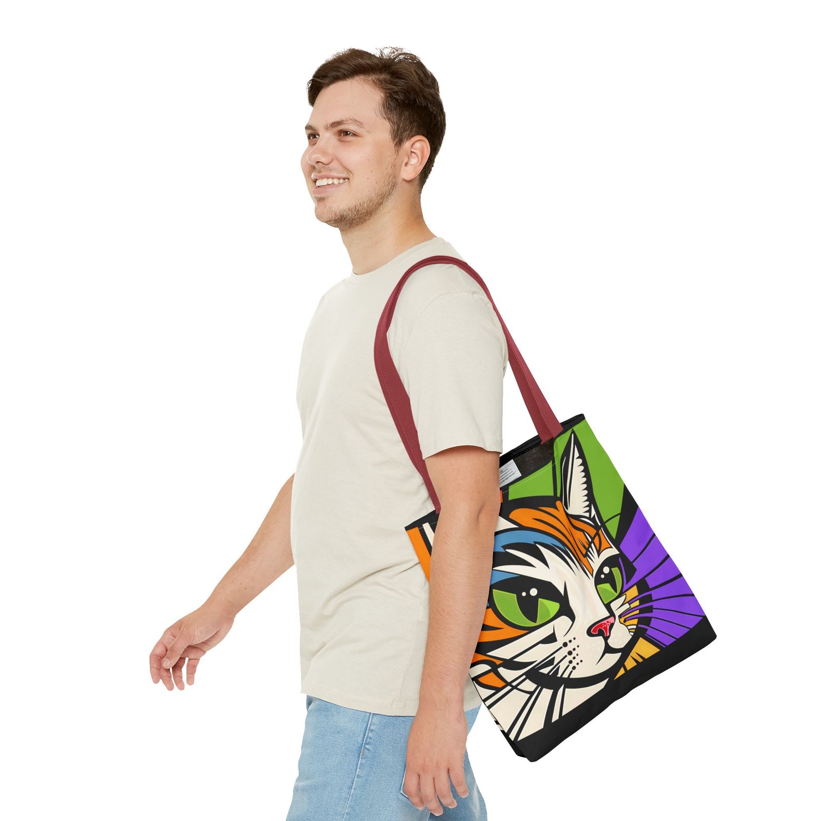 Tote Bag - Colorful Cat Design Tote Bag, Eco-Friendly Bag, Pet Lover Gift, Unique Shopping Bag, Everyday Use, Stylish Carryall - Image 19