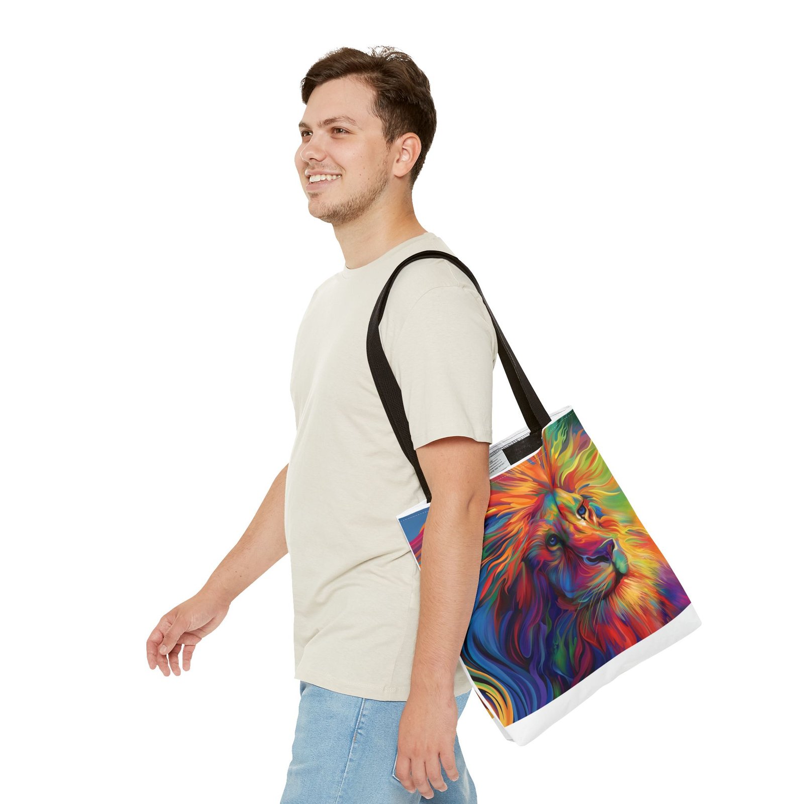 Tote Bag - Vibrant Lion Tote Bag, Colorful Reusable Bag, Beach Tote, Gift for Animal Lovers, Eco-Friendly Shopping Bag, Festival Bag - Image 7