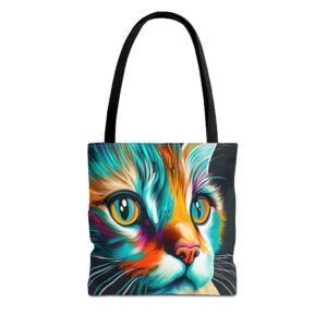 Tote Bag - Vibrant Cat Tote Bag, Colorful Animal Shopper, Cat Lover Gift, Eco-Friendly Bag, Pet Parent Accessory
