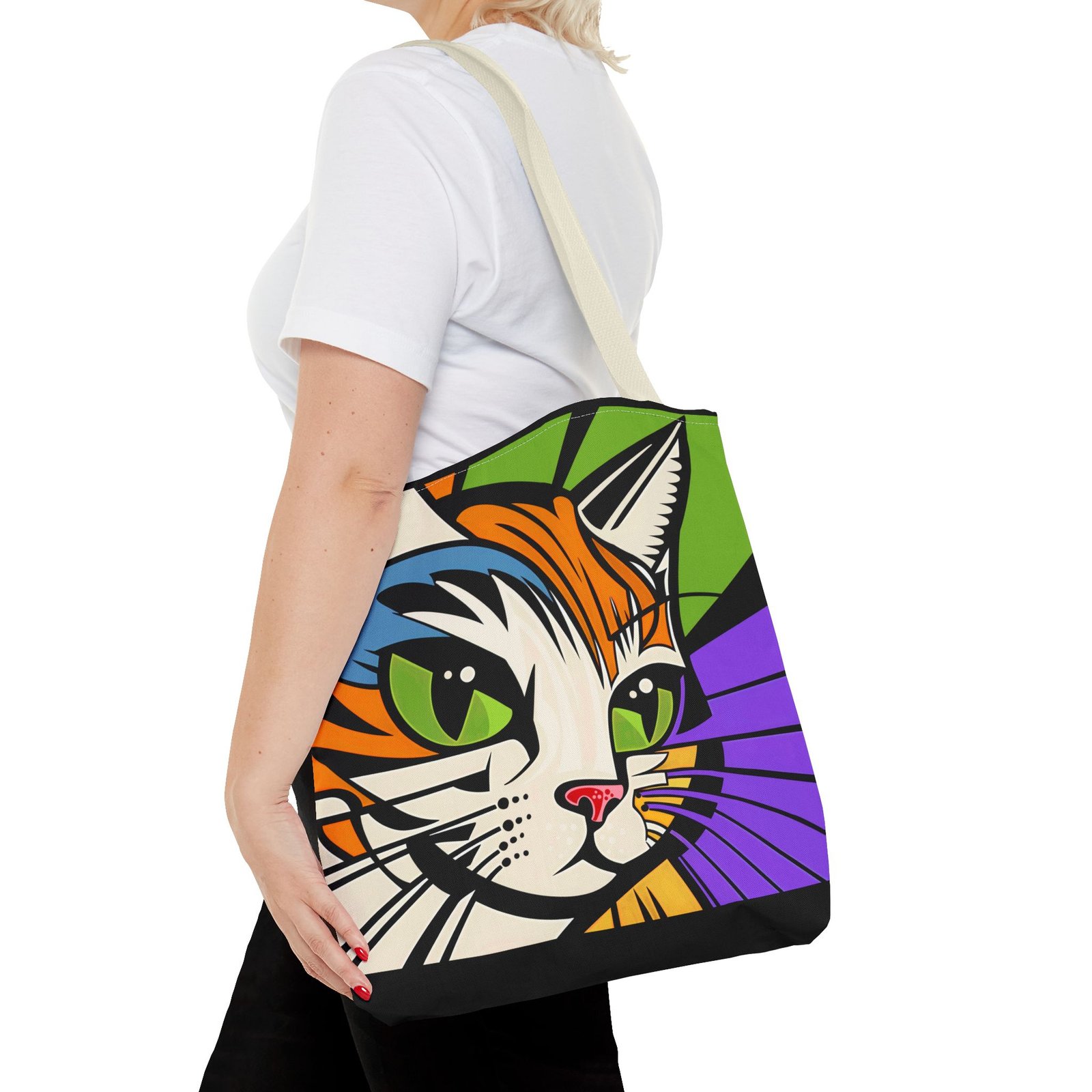 Tote Bag - Colorful Cat Design Tote Bag, Eco-Friendly Bag, Pet Lover Gift, Unique Shopping Bag, Everyday Use, Stylish Carryall - Image 44