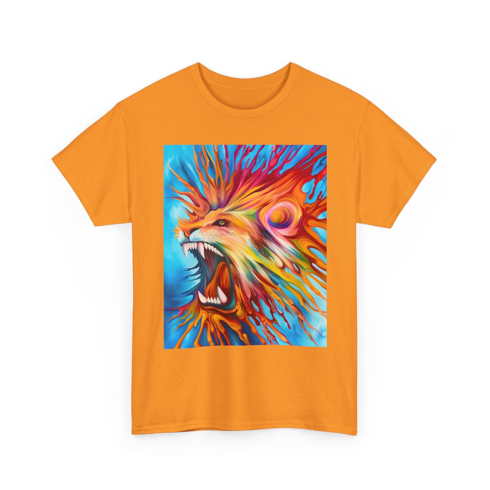 T-Shirt - Vibrant Lion Art Tee, Unisex Heavy Cotton T-shirt, Bold Graphic Shirt, Animal Lover Gift, Casual Wear, Statement Piece - Image 11