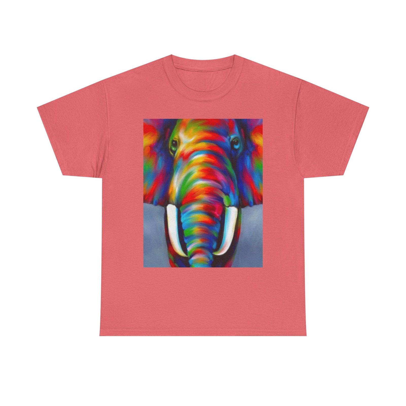 T-Shirt - Colorful Elephant Art Tee, Unisex Heavy Cotton T-Shirt, Animal Lover Gift, Vibrant Artwork Tee, Nature Lover Apparel, Eclectic Fashion - Image 9