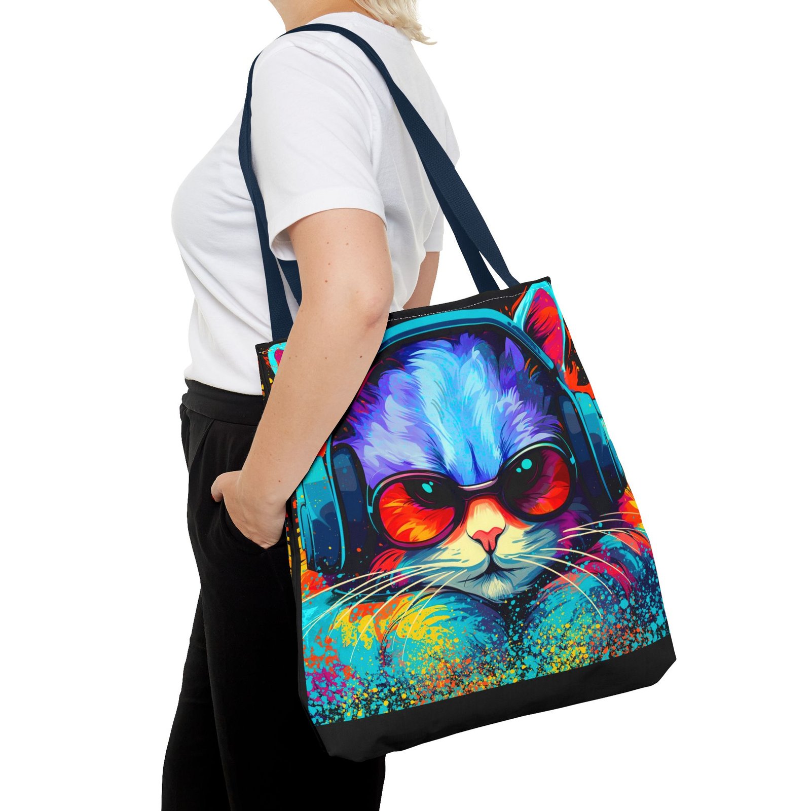 Tote Bag - Vibrant Cat Tote Bag - Colorful, Trendy, Cat Lover Gift, Summer Beach Bag, Fun Shopping Tote - Image 60
