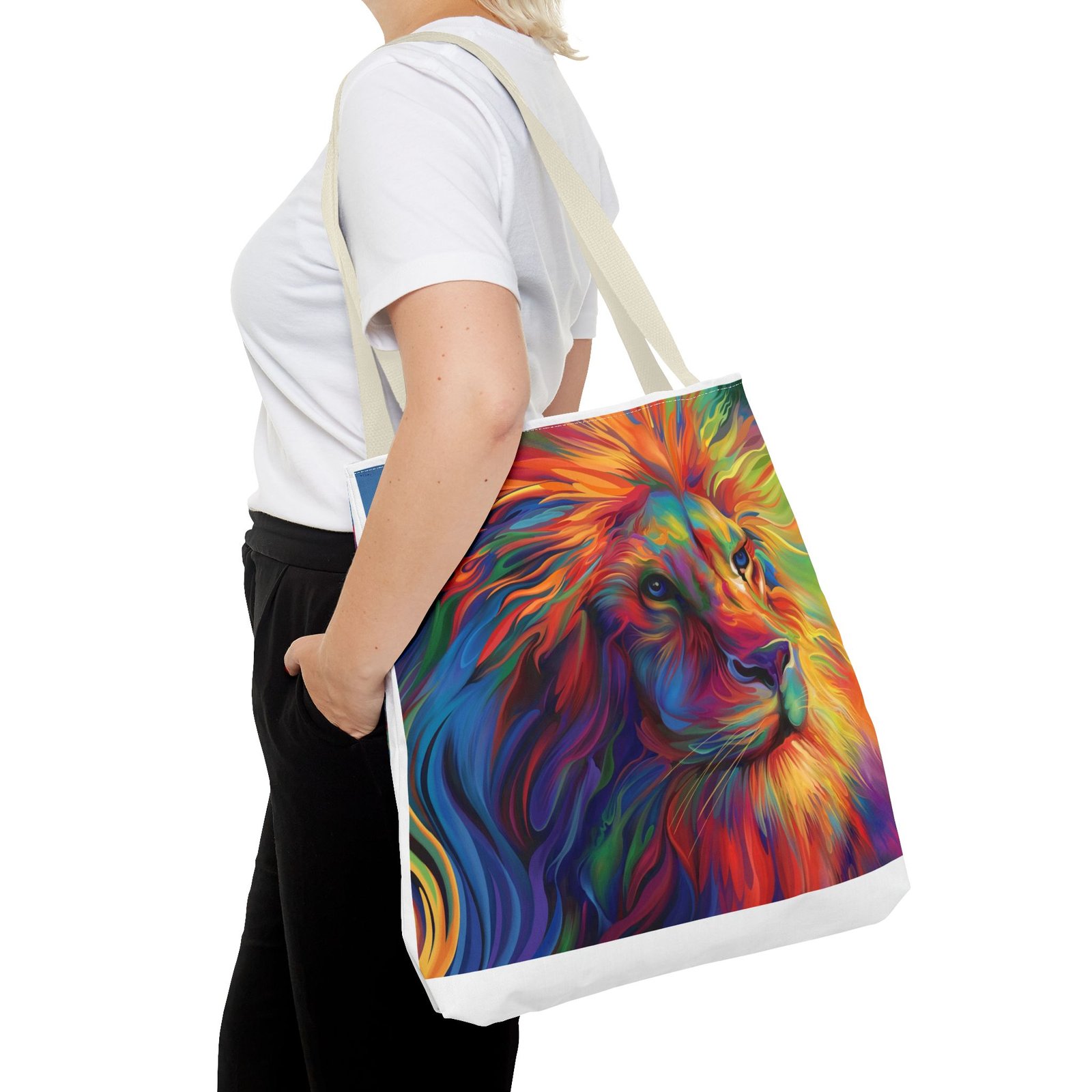 Tote Bag - Vibrant Lion Tote Bag, Colorful Reusable Bag, Beach Tote, Gift for Animal Lovers, Eco-Friendly Shopping Bag, Festival Bag - Image 48