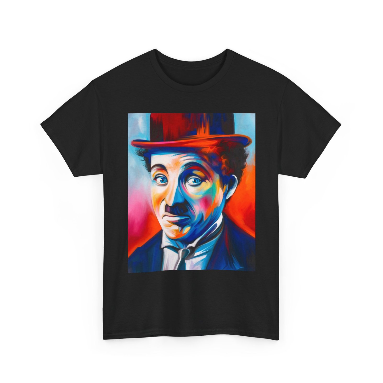 T-Shirt - Colorful Vintage Charlie Chaplin Comedy Tee, Unisex Heavy Cotton T-Shirt, Retro Art Shirt, Gift for Movie Lovers, Fun Graphic Tee, Perfect for Parties - Image 15