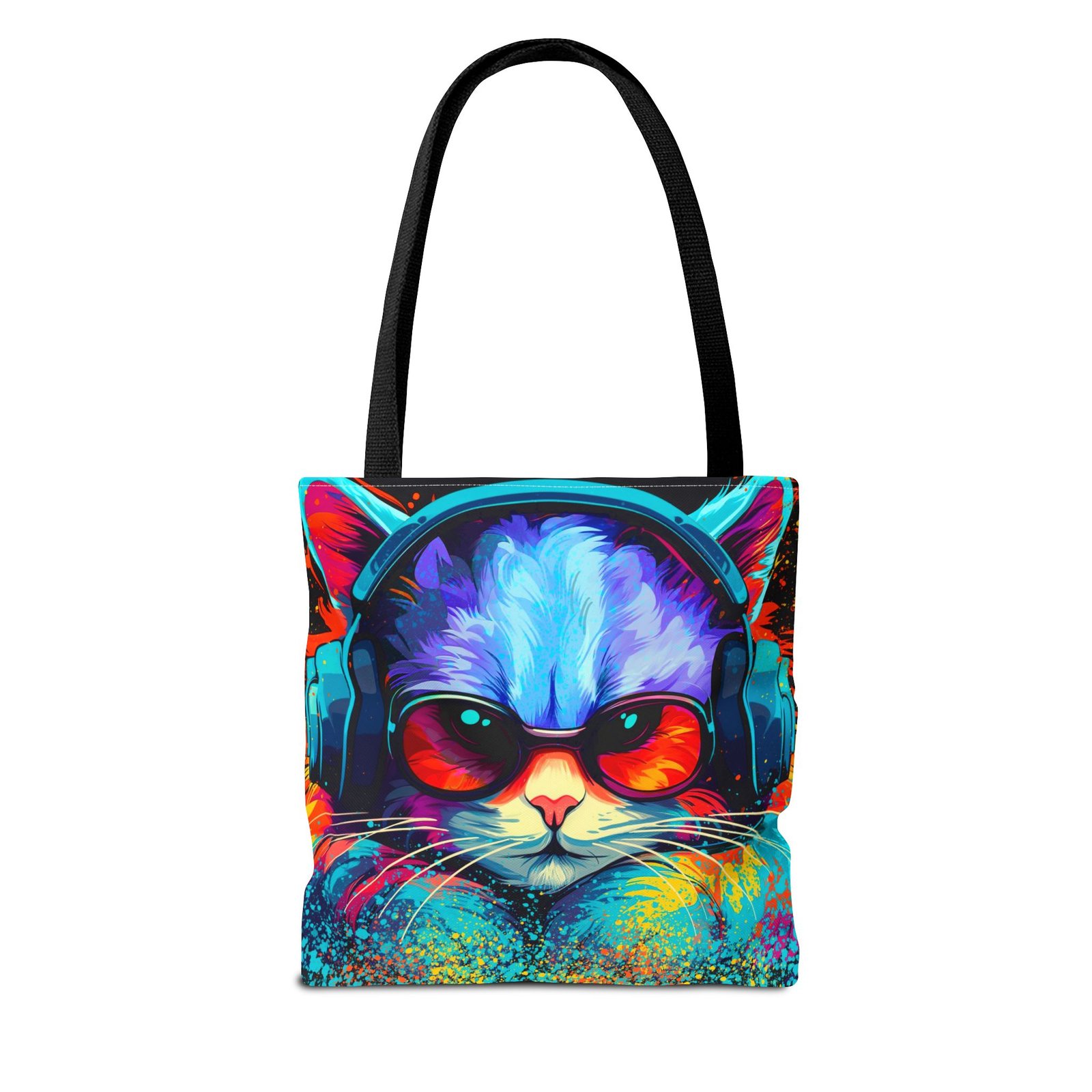 Tote Bag - Vibrant Cat Tote Bag - Colorful, Trendy, Cat Lover Gift, Summer Beach Bag, Fun Shopping Tote - Image 2