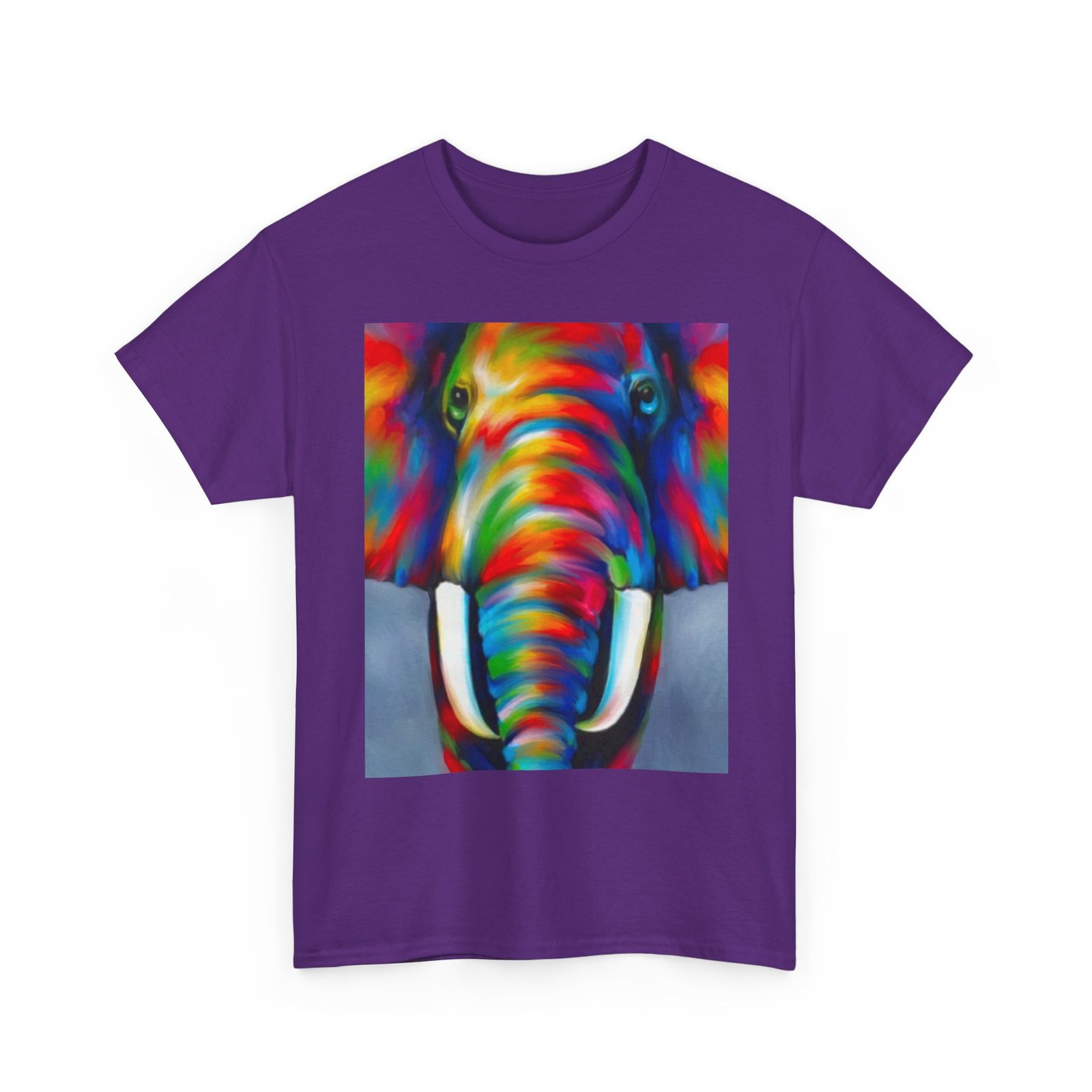 T-Shirt - Colorful Elephant Art Tee, Unisex Heavy Cotton T-Shirt, Animal Lover Gift, Vibrant Artwork Tee, Nature Lover Apparel, Eclectic Fashion - Image 39