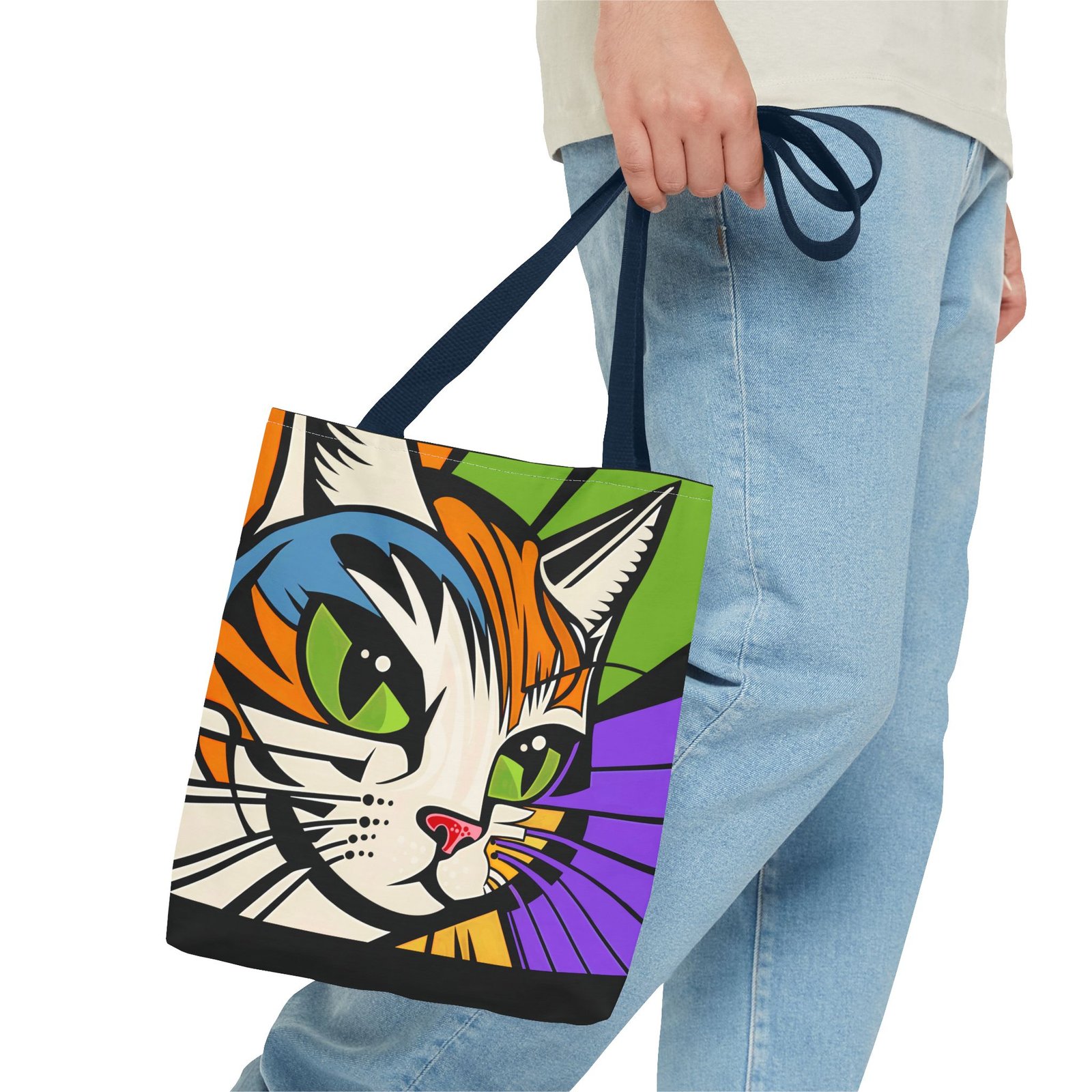 Tote Bag - Colorful Cat Design Tote Bag, Eco-Friendly Bag, Pet Lover Gift, Unique Shopping Bag, Everyday Use, Stylish Carryall - Image 51