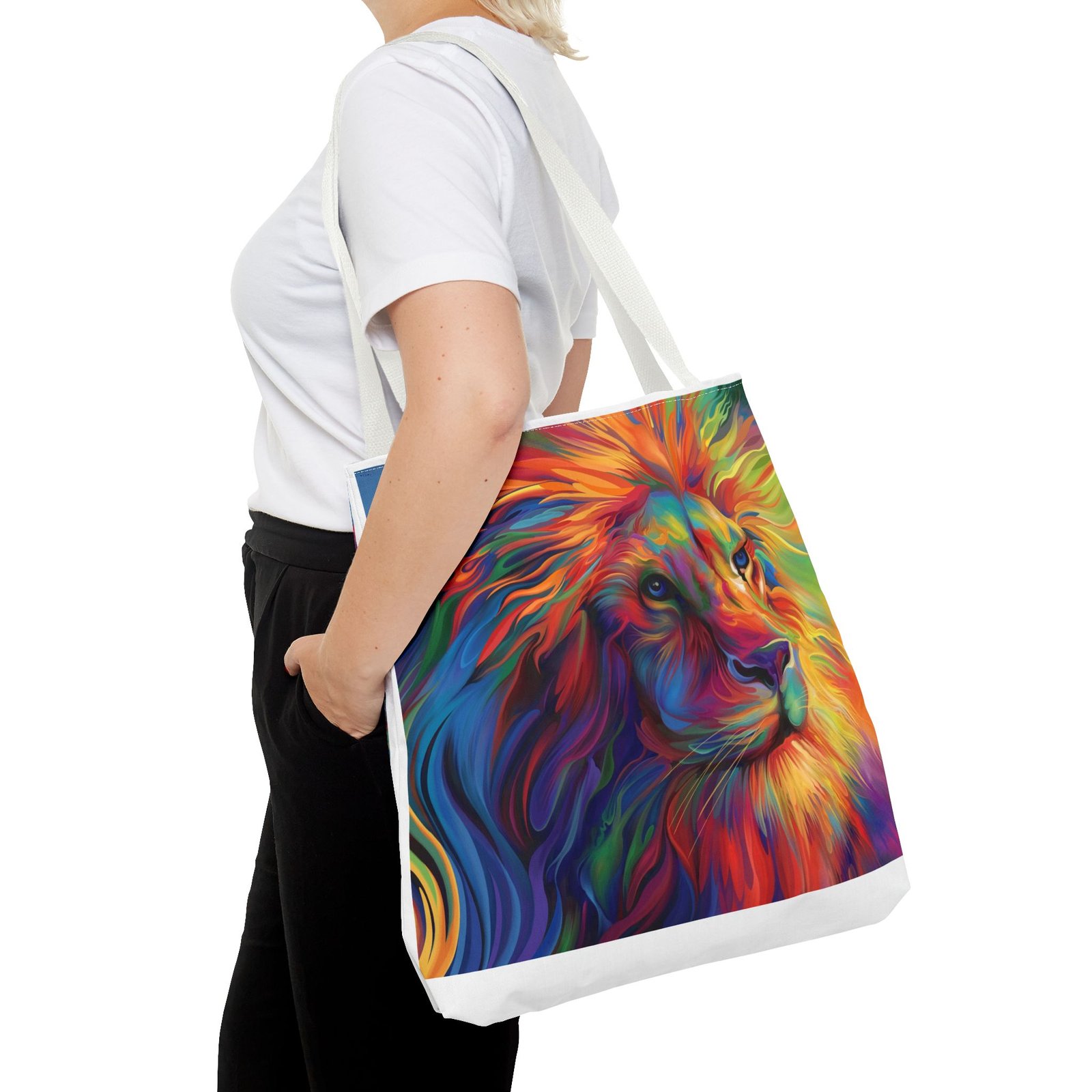 Tote Bag - Vibrant Lion Tote Bag, Colorful Reusable Bag, Beach Tote, Gift for Animal Lovers, Eco-Friendly Shopping Bag, Festival Bag - Image 36