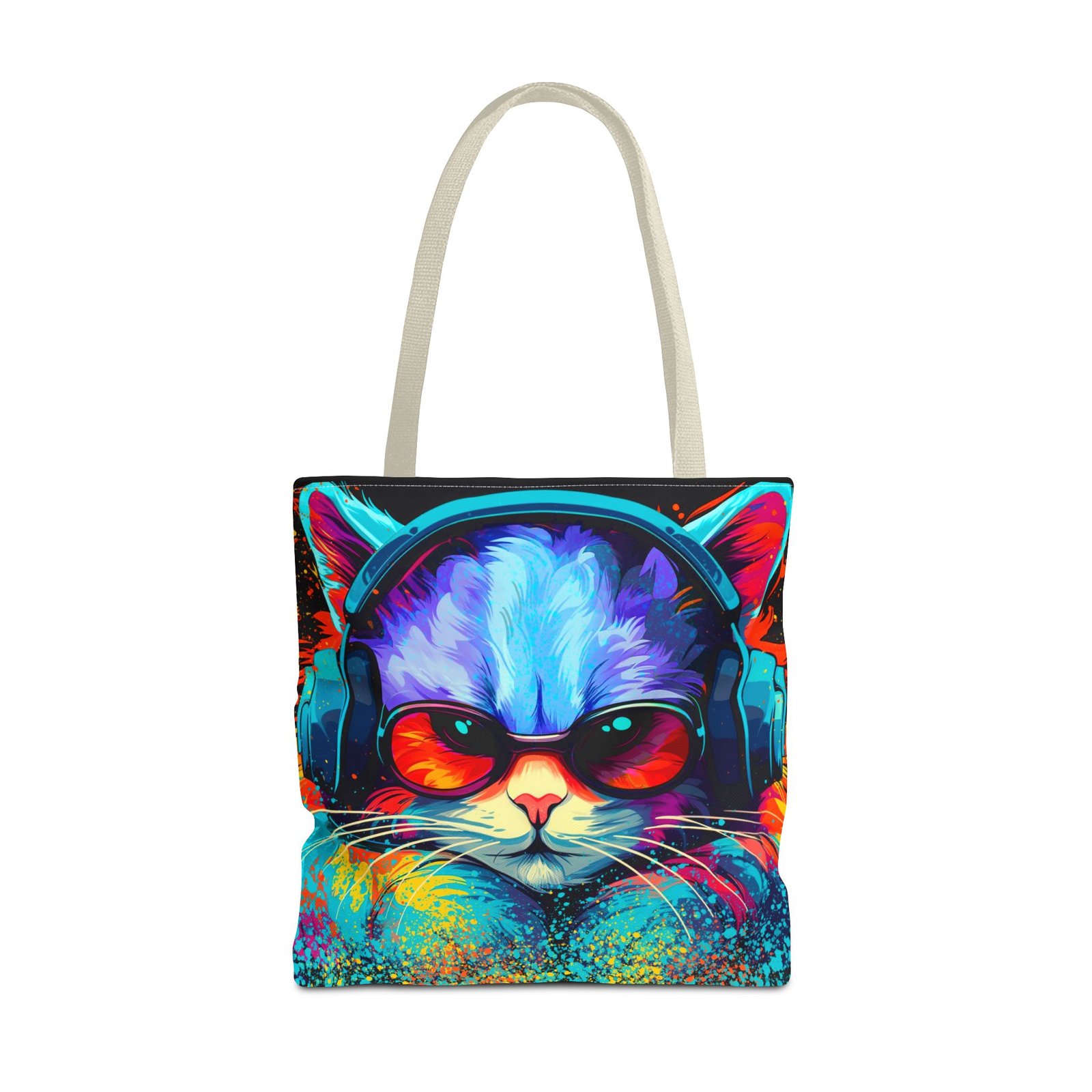 Tote Bag - Vibrant Cat Tote Bag - Colorful, Trendy, Cat Lover Gift, Summer Beach Bag, Fun Shopping Tote - Image 45