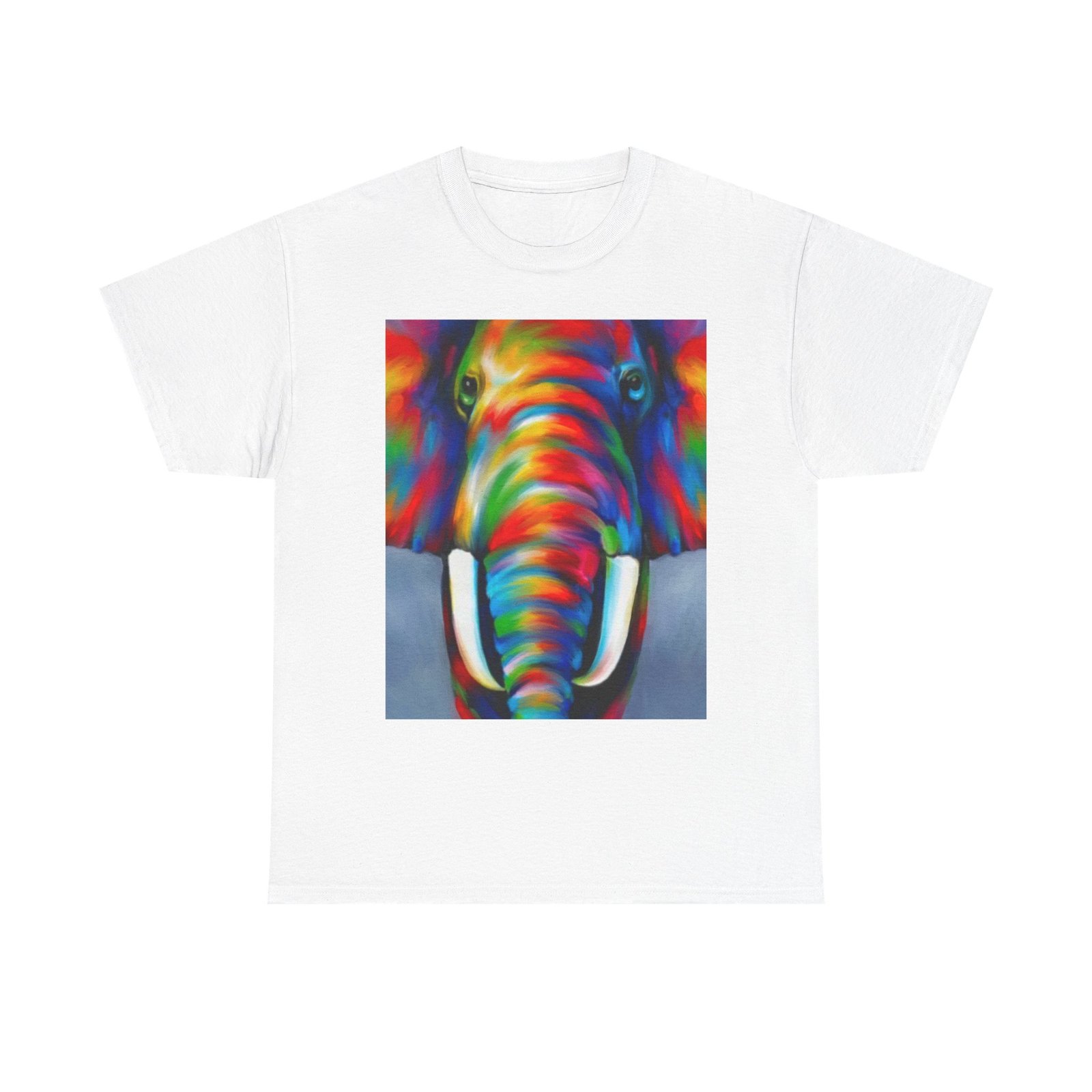 T-Shirt - Colorful Elephant Art Tee, Unisex Heavy Cotton T-Shirt, Animal Lover Gift, Vibrant Artwork Tee, Nature Lover Apparel, Eclectic Fashion