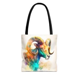Tote Bag - Vibrant Ram Tote Bag - Artistic Animal Design, Eco-Friendly Shopper, Perfect for Gifts, Festivals, Animal Lovers