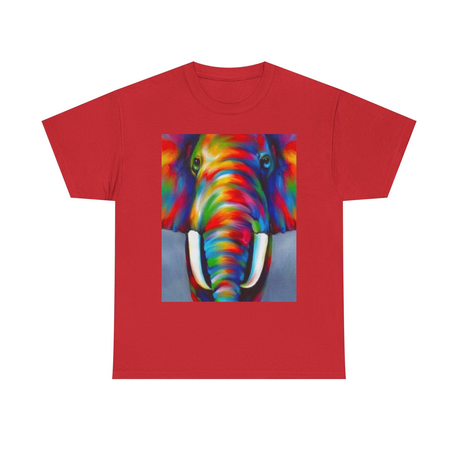 T-Shirt - Colorful Elephant Art Tee, Unisex Heavy Cotton T-Shirt, Animal Lover Gift, Vibrant Artwork Tee, Nature Lover Apparel, Eclectic Fashion - Image 49