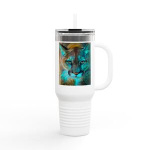 Travel Mug - Vibrant Mountain Lion Insulated Travel Mug, 40oz - Perfect for Adventurers, Gifts and Celebrations, Unique Art Design, Custom Beverage Container, [...]