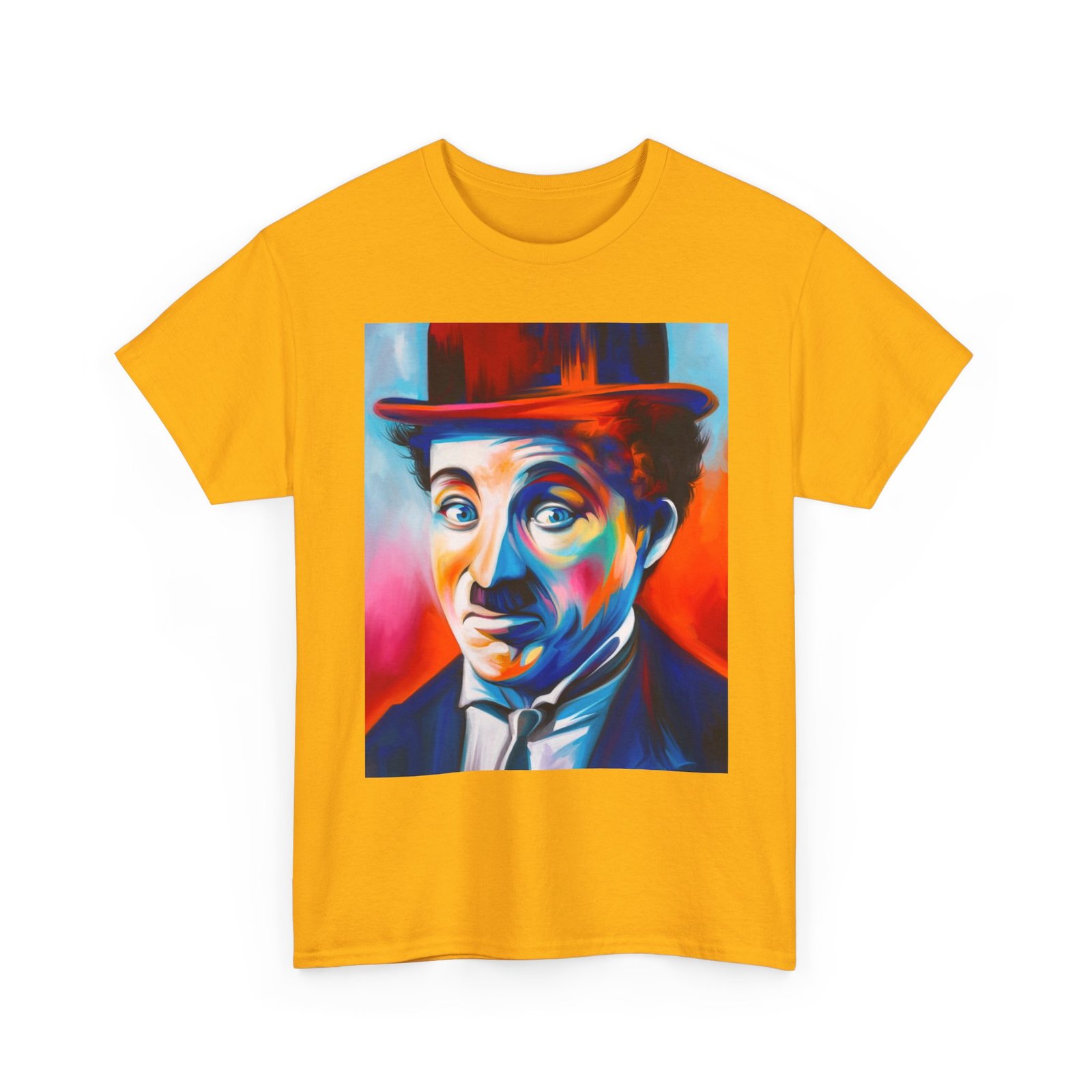 T-Shirt - Colorful Vintage Charlie Chaplin Comedy Tee, Unisex Heavy Cotton T-Shirt, Retro Art Shirt, Gift for Movie Lovers, Fun Graphic Tee, Perfect for Parties - Image 19