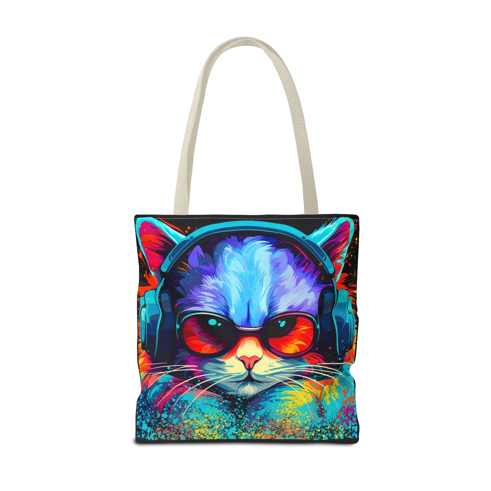 Tote Bag - Vibrant Cat Tote Bag - Colorful, Trendy, Cat Lover Gift, Summer Beach Bag, Fun Shopping Tote - Image 46