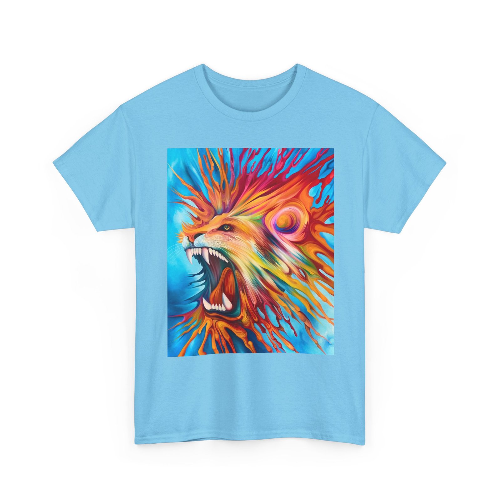 T-Shirt - Vibrant Lion Art Tee, Unisex Heavy Cotton T-shirt, Bold Graphic Shirt, Animal Lover Gift, Casual Wear, Statement Piece - Image 27