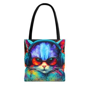 Tote Bag - Vibrant Cat Tote Bag - Colorful, Trendy, Cat Lover Gift, Summer Beach Bag, Fun Shopping Tote