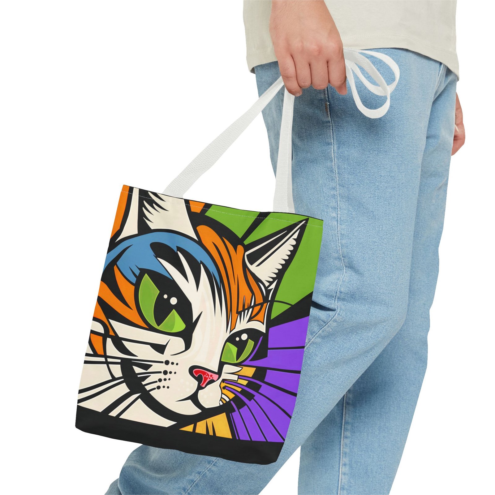 Tote Bag - Colorful Cat Design Tote Bag, Eco-Friendly Bag, Pet Lover Gift, Unique Shopping Bag, Everyday Use, Stylish Carryall - Image 27