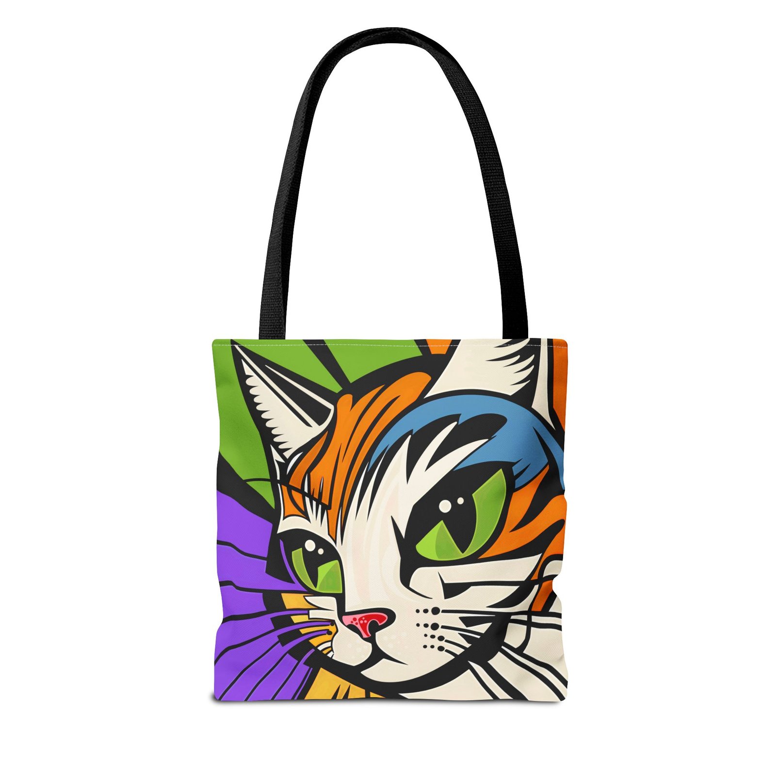 Tote Bag - Colorful Cat Design Tote Bag, Eco-Friendly Bag, Pet Lover Gift, Unique Shopping Bag, Everyday Use, Stylish Carryall - Image 2