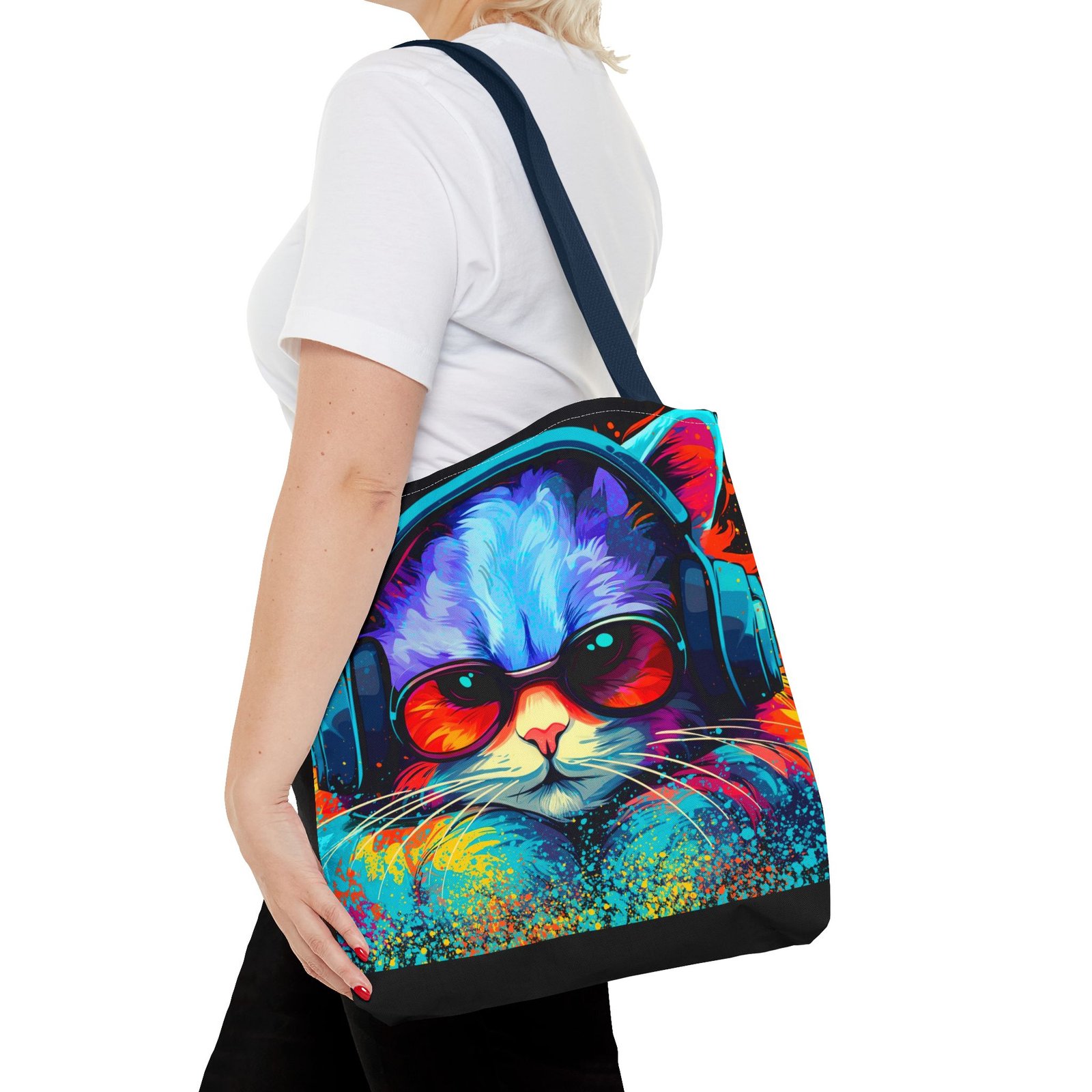 Tote Bag - Vibrant Cat Tote Bag - Colorful, Trendy, Cat Lover Gift, Summer Beach Bag, Fun Shopping Tote - Image 56
