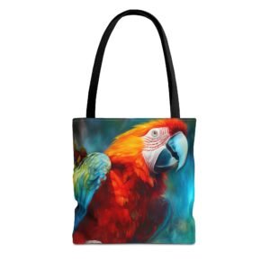 Tote Bag - Vibrant Parrot Tote Bag, Animal Lover Gift, Beach Bag, Eco-Friendly Shopping Bag, Colorful Artwork Bag, Travel Accessory