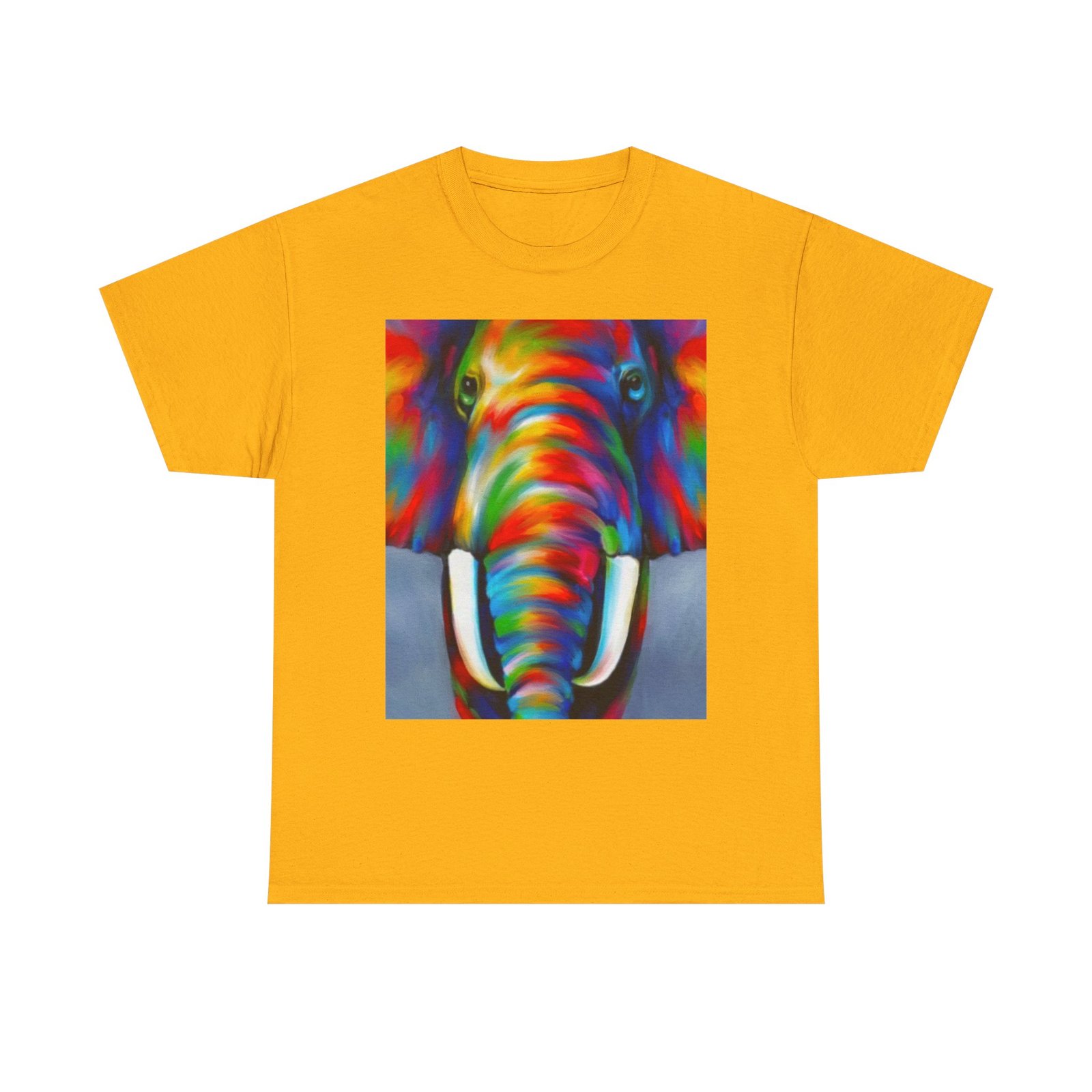 T-Shirt - Colorful Elephant Art Tee, Unisex Heavy Cotton T-Shirt, Animal Lover Gift, Vibrant Artwork Tee, Nature Lover Apparel, Eclectic Fashion - Image 17