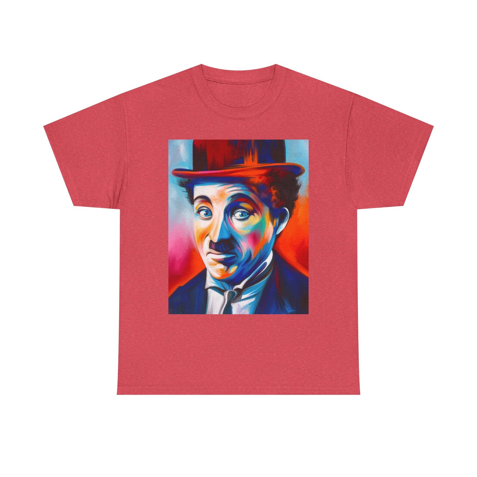 T-Shirt - Colorful Vintage Charlie Chaplin Comedy Tee, Unisex Heavy Cotton T-Shirt, Retro Art Shirt, Gift for Movie Lovers, Fun Graphic Tee, Perfect for Parties - Image 45
