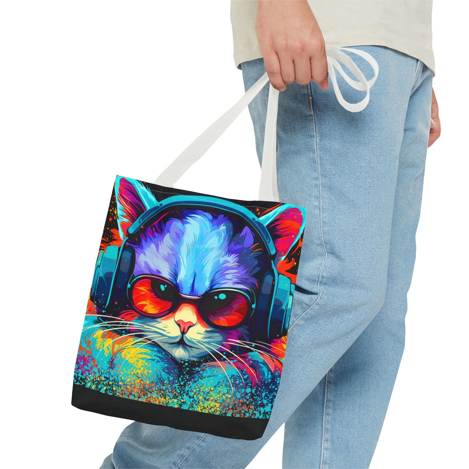 Tote Bag - Vibrant Cat Tote Bag - Colorful, Trendy, Cat Lover Gift, Summer Beach Bag, Fun Shopping Tote - Image 27