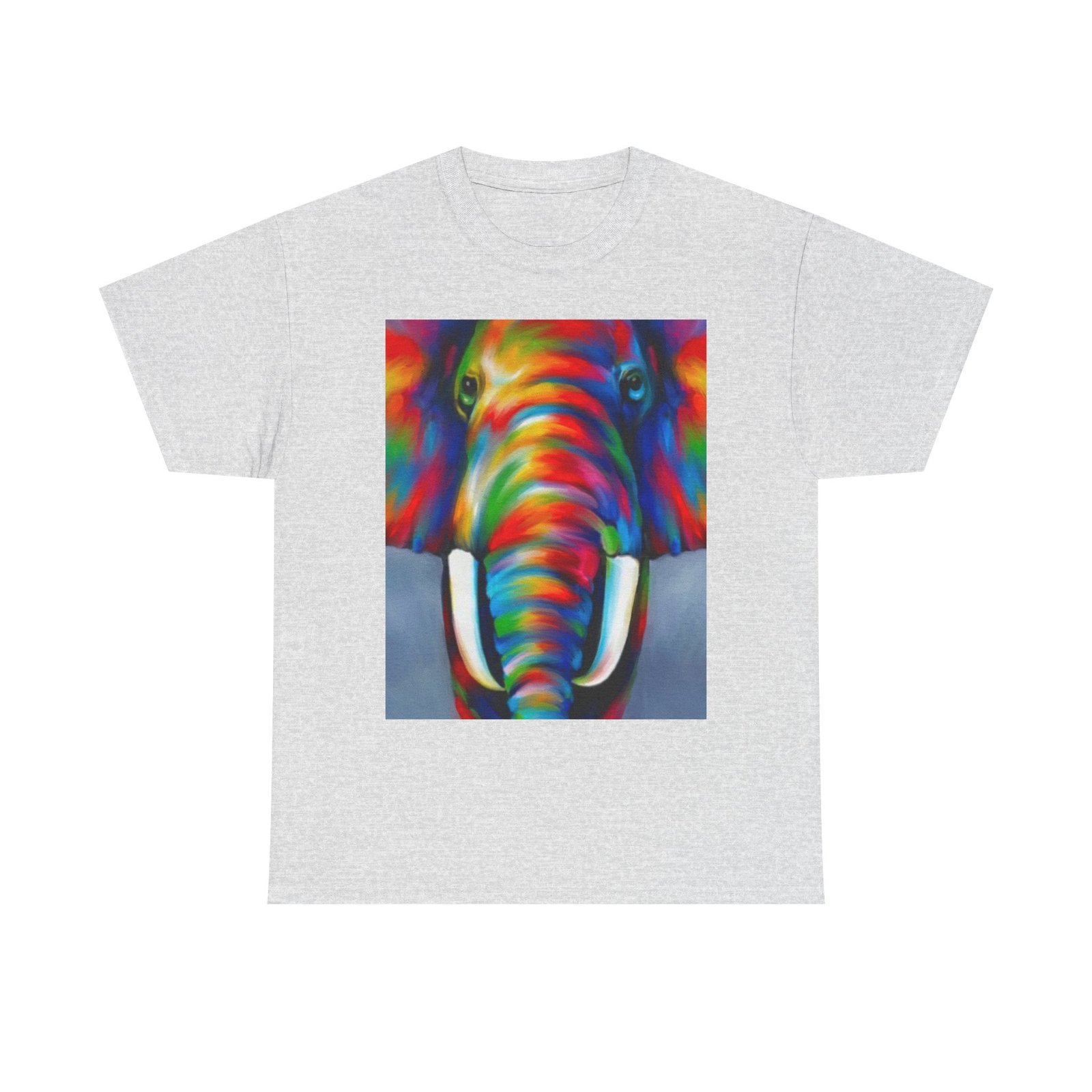 T-Shirt - Colorful Elephant Art Tee, Unisex Heavy Cotton T-Shirt, Animal Lover Gift, Vibrant Artwork Tee, Nature Lover Apparel, Eclectic Fashion - Image 5