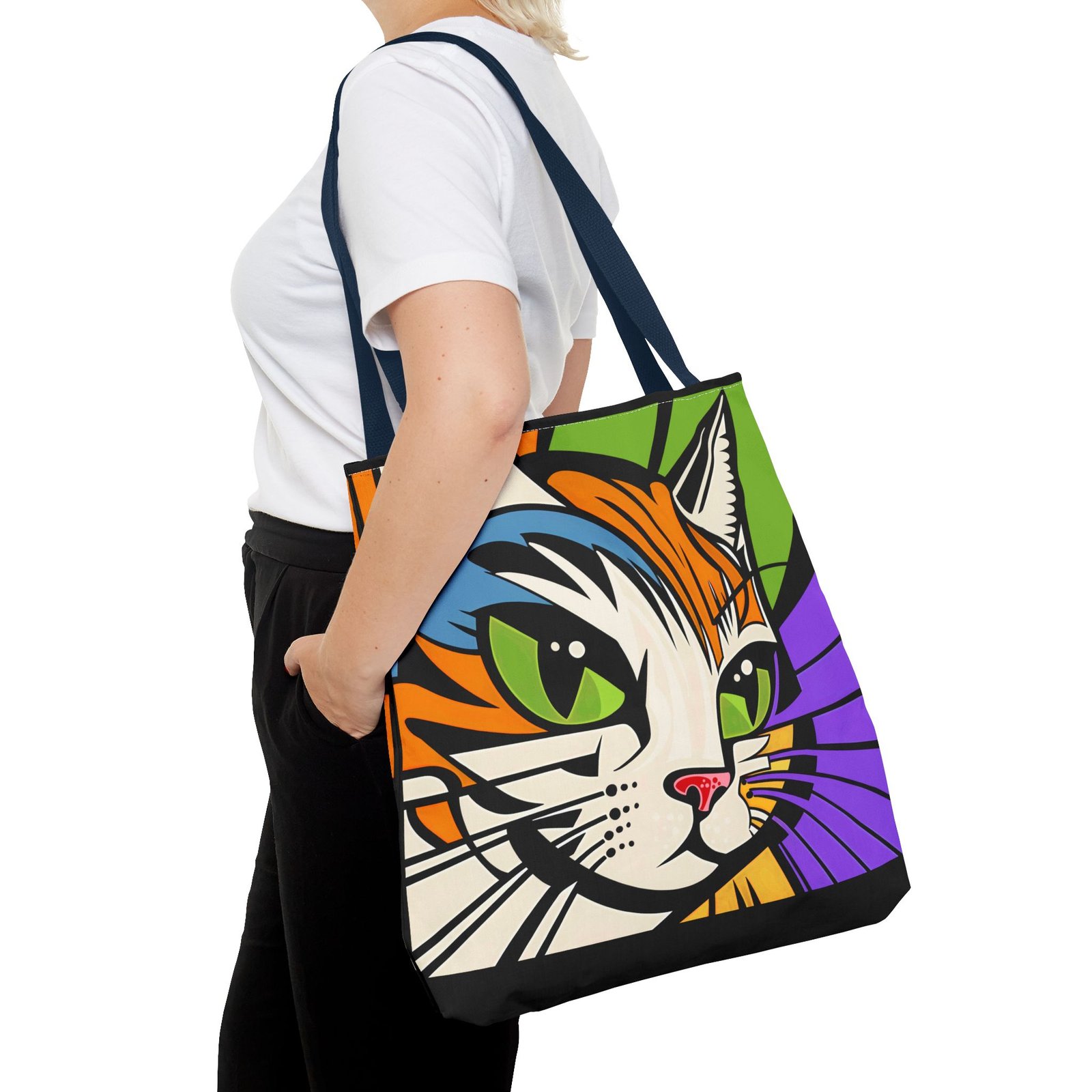 Tote Bag - Colorful Cat Design Tote Bag, Eco-Friendly Bag, Pet Lover Gift, Unique Shopping Bag, Everyday Use, Stylish Carryall - Image 60