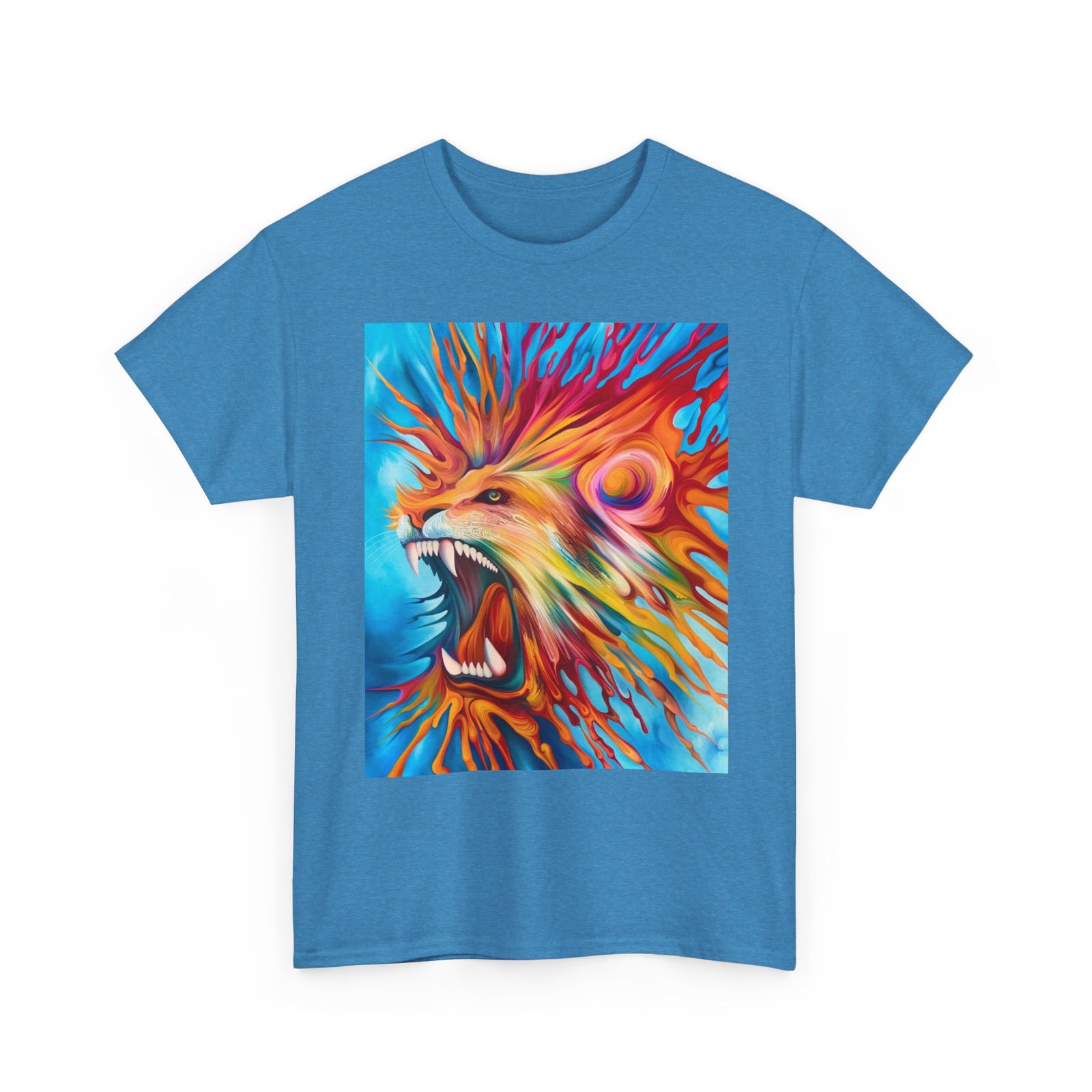 T-Shirt - Vibrant Lion Art Tee, Unisex Heavy Cotton T-shirt, Bold Graphic Shirt, Animal Lover Gift, Casual Wear, Statement Piece - Image 23