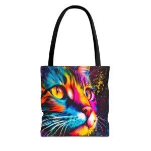 Tote Bag - Colorful Cat Tote Bag - Vibrant Art for Cat Lovers, Eco-Friendly Reusable Shopping Bag, Gift for Pet Enthusiasts, Stylish Accessories