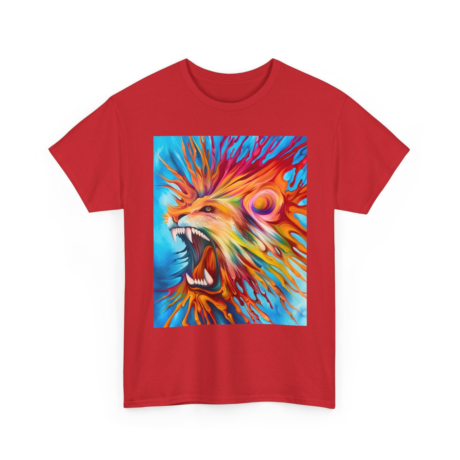 T-Shirt - Vibrant Lion Art Tee, Unisex Heavy Cotton T-shirt, Bold Graphic Shirt, Animal Lover Gift, Casual Wear, Statement Piece - Image 43