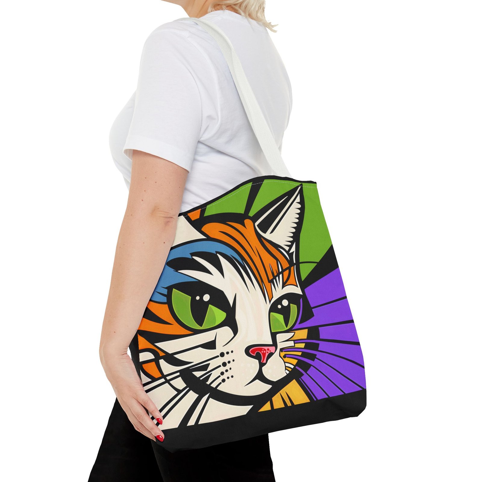 Tote Bag - Colorful Cat Design Tote Bag, Eco-Friendly Bag, Pet Lover Gift, Unique Shopping Bag, Everyday Use, Stylish Carryall - Image 32