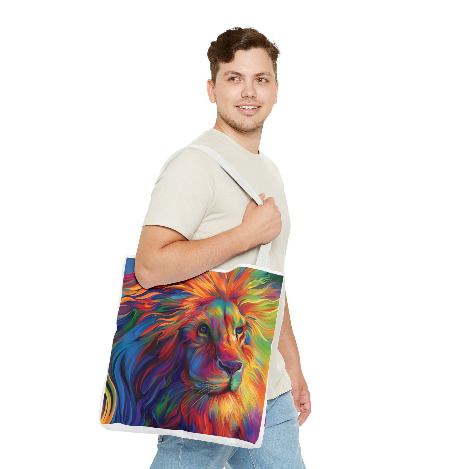 Tote Bag - Vibrant Lion Tote Bag, Colorful Reusable Bag, Beach Tote, Gift for Animal Lovers, Eco-Friendly Shopping Bag, Festival Bag - Image 35