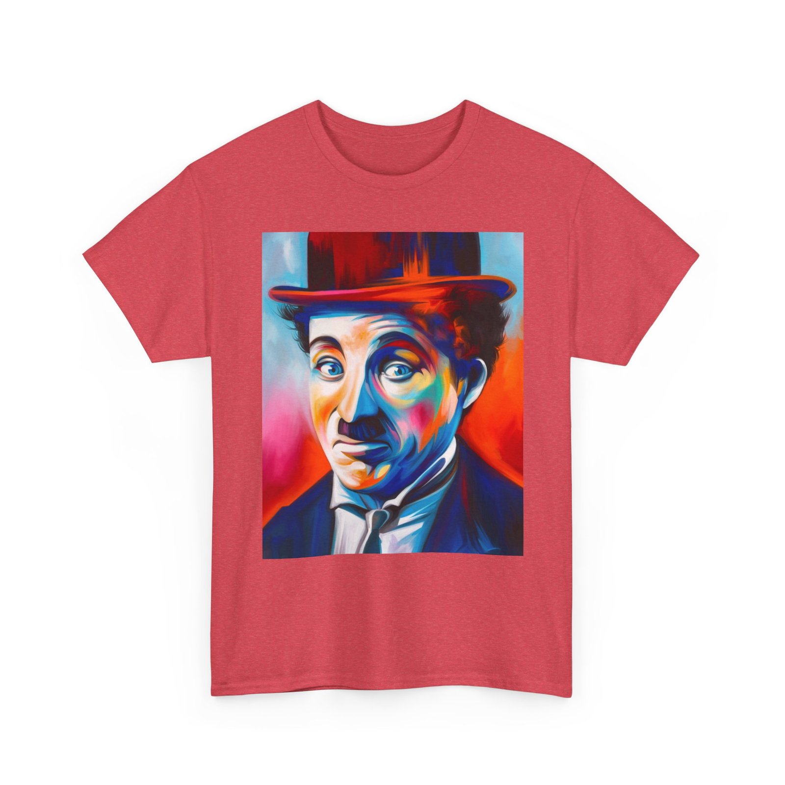 T-Shirt - Colorful Vintage Charlie Chaplin Comedy Tee, Unisex Heavy Cotton T-Shirt, Retro Art Shirt, Gift for Movie Lovers, Fun Graphic Tee, Perfect for Parties - Image 47